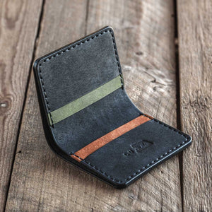 Luava handmade leather bi-fold wallet for men and women. made in Finland. Nero Wallet Marley open