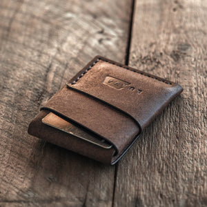 Luava handmade leather wallet Overfold tabacco back