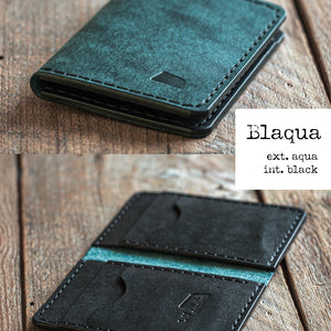 Luava handmade leather bifold wallet for men and women called Ranch Wallet. Color option blaqua