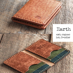 Luava handmade leather bifold wallet for men and women called Ranch Wallet. Color option earth