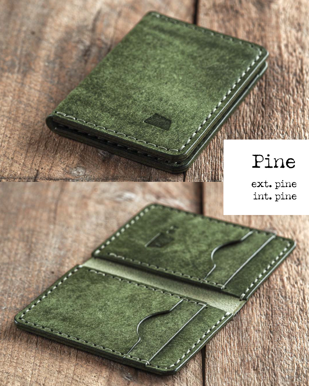 Luava handmade leather bifold wallet for men and women called Ranch Wallet. Color option pine