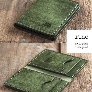 Luava handmade leather bifold wallet for men and women called Ranch Wallet. Color option pine