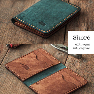 Luava handmade leather bifold wallet for men and women called Ranch Wallet. Color option shore